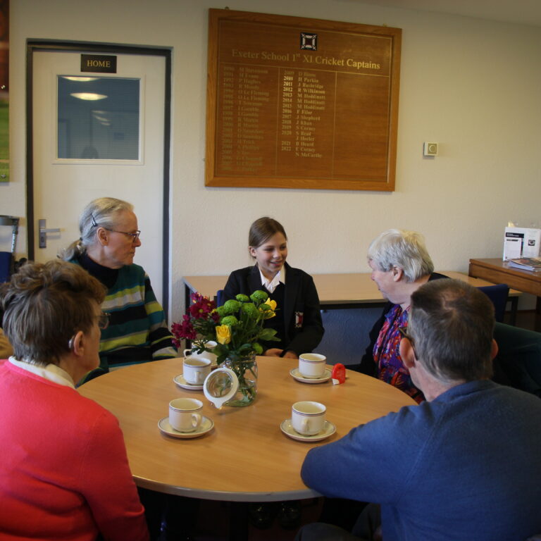 students at an elderly home