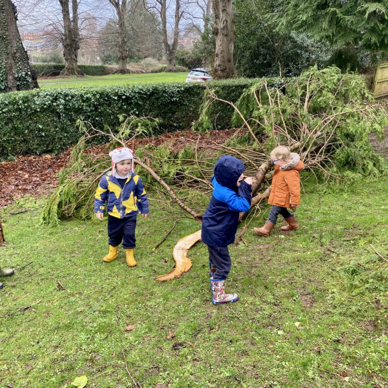 students playing outside