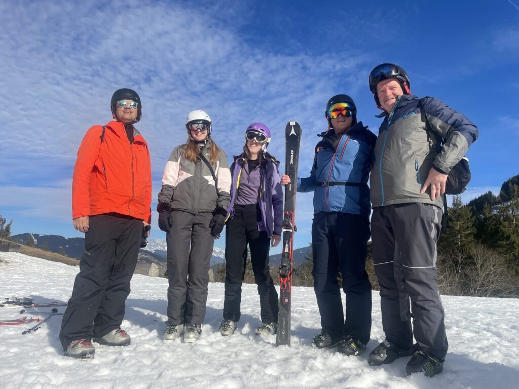 adults on a ski trip