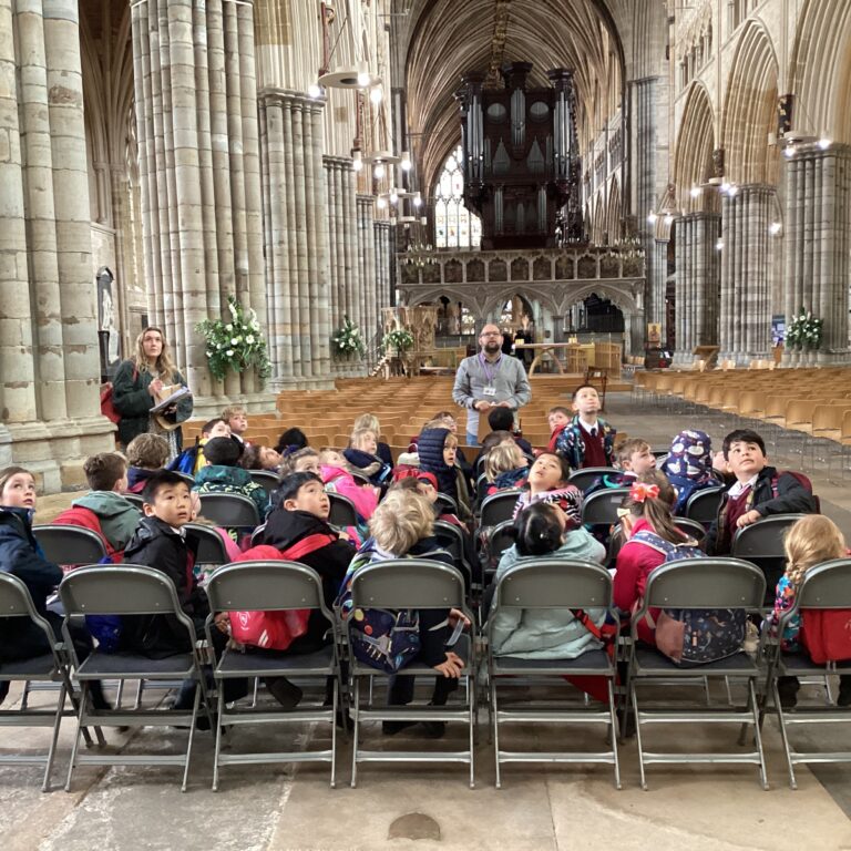 students in a cathedral