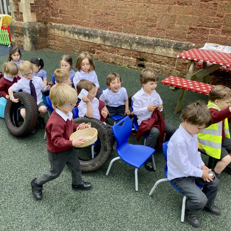 students pretending to drive a bus