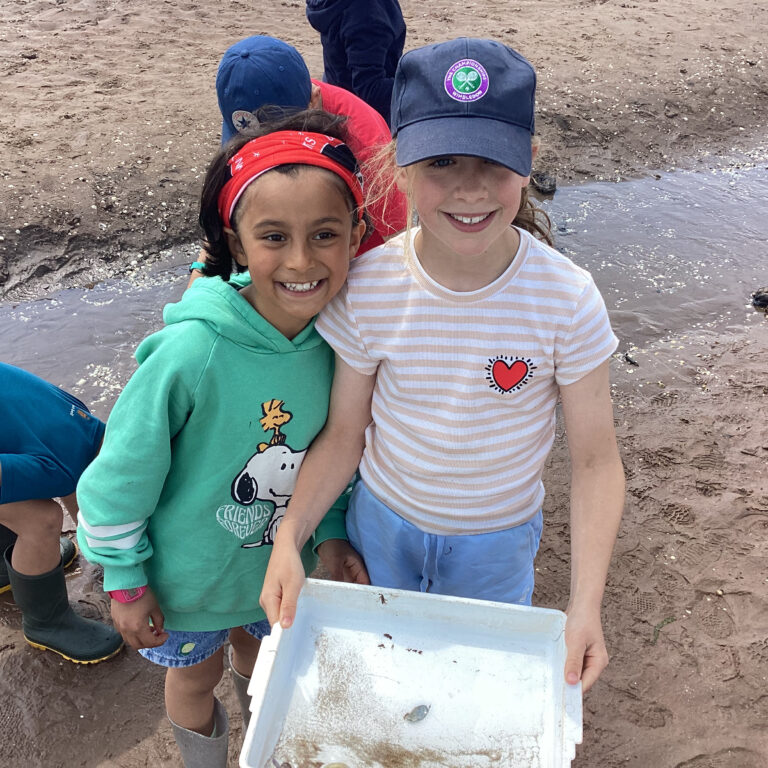 students on the beach