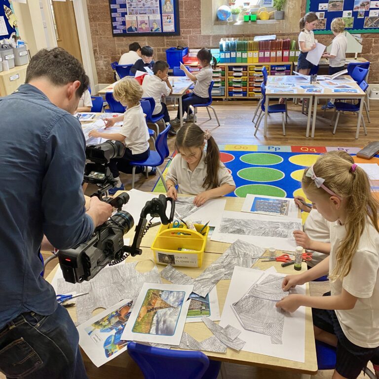 group of children doing artwork